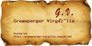 Gremsperger Virgília névjegykártya